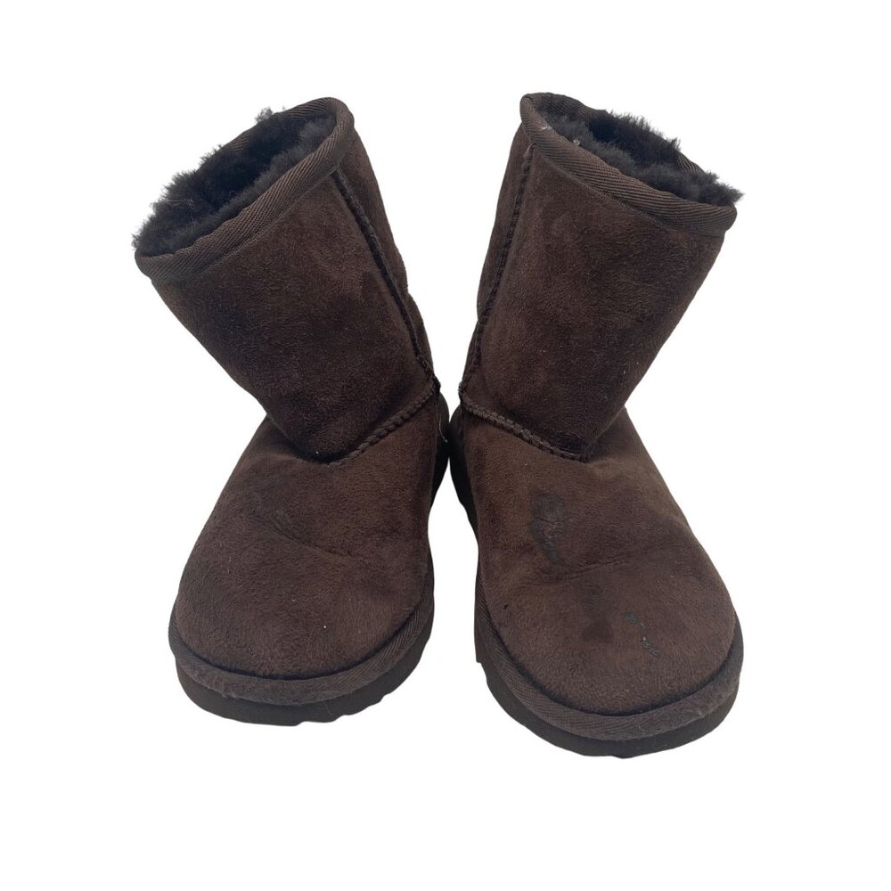Ugg Girls Brown Suede‎ Mid Calf Boots Size 12 Shearling Lining Outdoor Sole